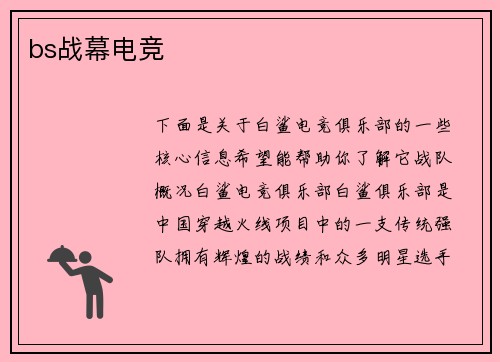 bs战幕电竞